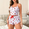 Summer Suspender Elastic Shorts Pajamas Women's Suit
