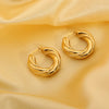 18K Gold Twist Hoop Earrings: Stainless Steel Chunky Curve Earring