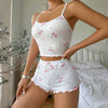 Summer Suspender Elastic Shorts Pajamas Women's Suit