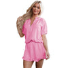 Solid Color Short Sleeve Two-piece Set Women's Casual Suit