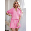 Solid Color Short Sleeve Two-piece Set Women's Casual Suit