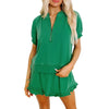 Solid Color Short Sleeve Two-piece Set Women's Casual Suit