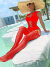 Jacquard Hollow Stockings Women's Sexy See-through Sling Charming Fishnet Clothes Suit