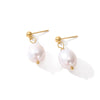 Pearl Dangle Earrings Stainless Steel Gold